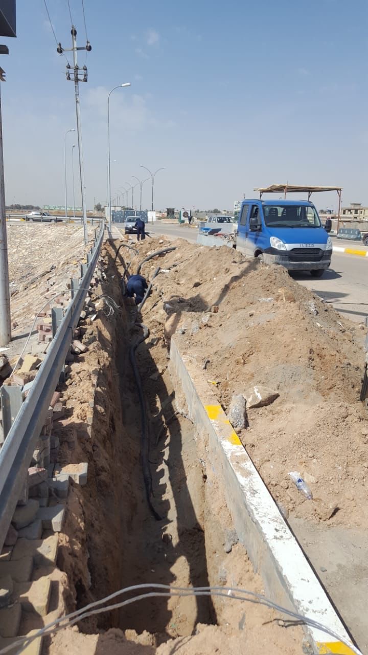 مد قابلو  11000 فولت مع نصب محولات في كورنيش الرمادي ٢٠١٨